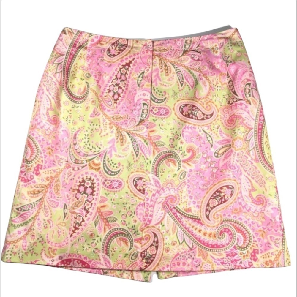 2/$30 Talbots - Pink & Green Paisley Print Pencil Skirt – Size 4